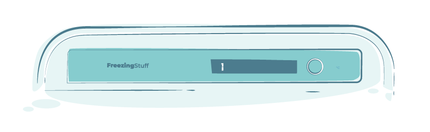 Illustration of the user interface of the refrigerator, the unit fpr „°C“ is hard to notice.